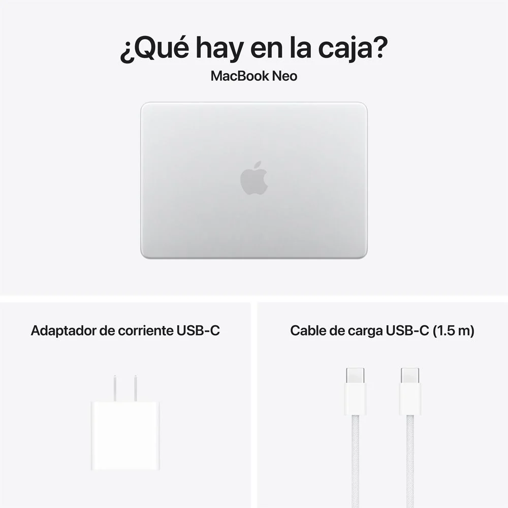 MacBook Neo de 13 pulgadas: Chip A18 Pro de Apple con CPU de 6 núcleos y GPU de 5 núcleos, Magic Keyboard, 256 GB SSD - Color plata - Image 10