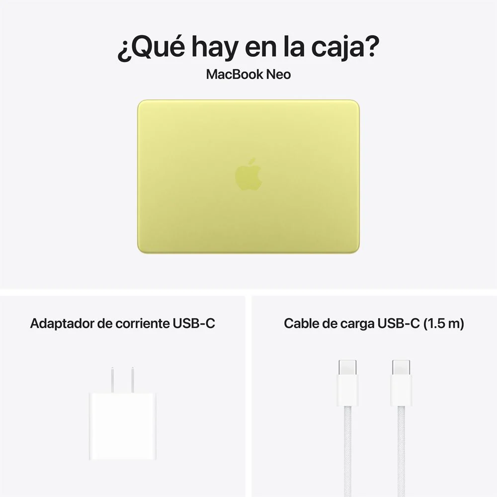 MacBook Neo de 13 pulgadas: Chip A18 Pro de Apple con CPU de 6 núcleos y GPU de 5 núcleos, Magic Keyboard con Touch ID, 512 GB SSD - Amarillo cítrico - Image 10