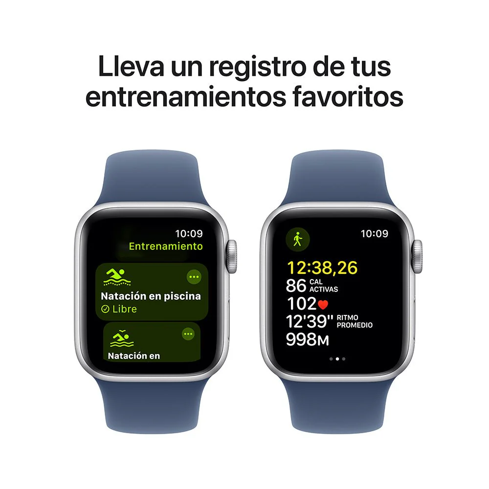 Apple Watch SE GPS • Caja de aluminio color plata de 40 mm • Correa deportiva azul denim - S/M - Image 6