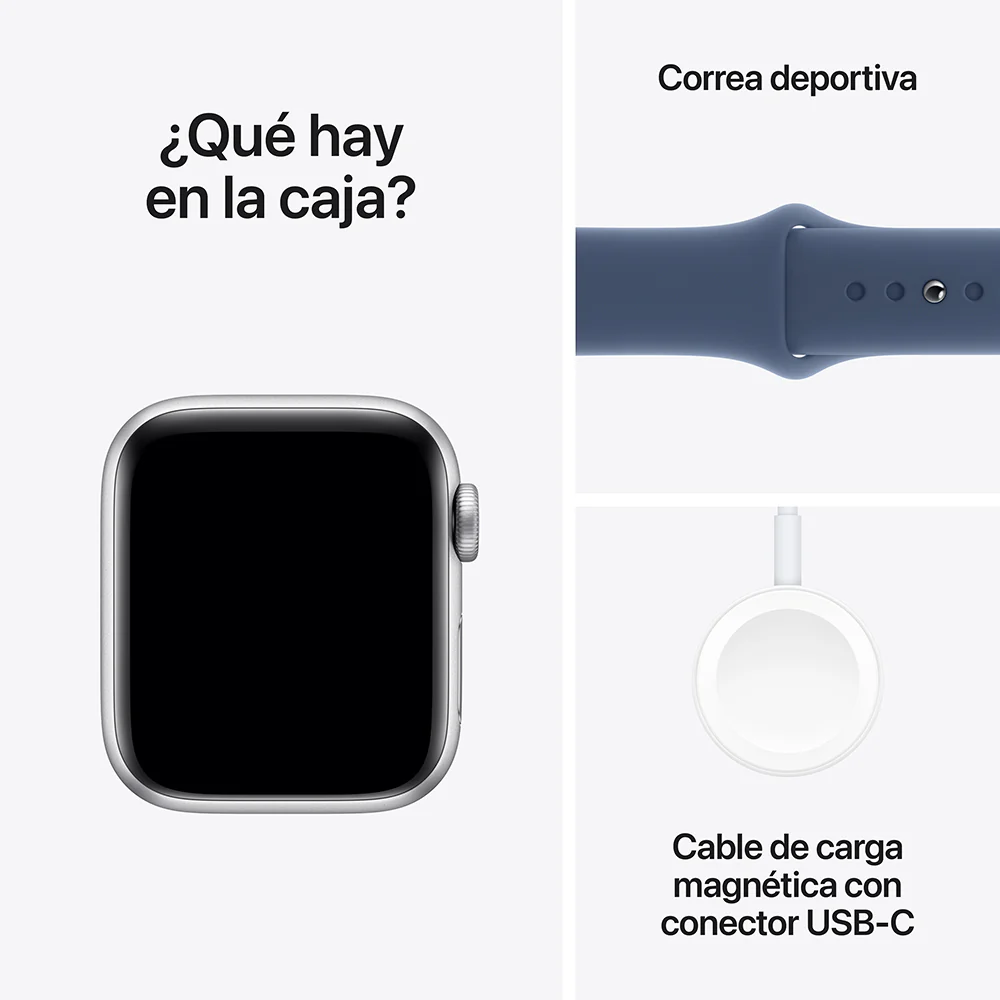 Apple Watch SE GPS • Caja de aluminio color plata de 40 mm • Correa deportiva azul denim - S/M - Image 7