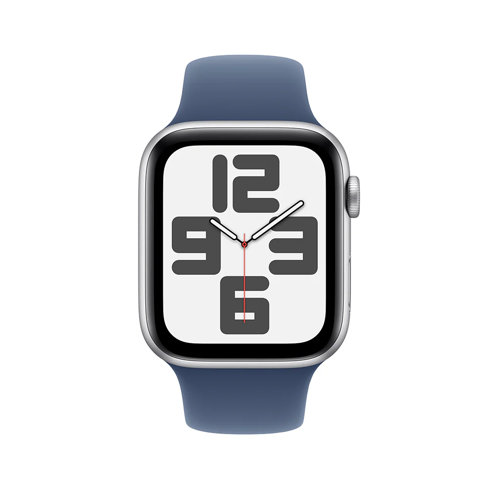 Apple Watch SE GPS • Caja de aluminio color plata de 44 mm • Correa deportiva azul denim - S/M - Image 2