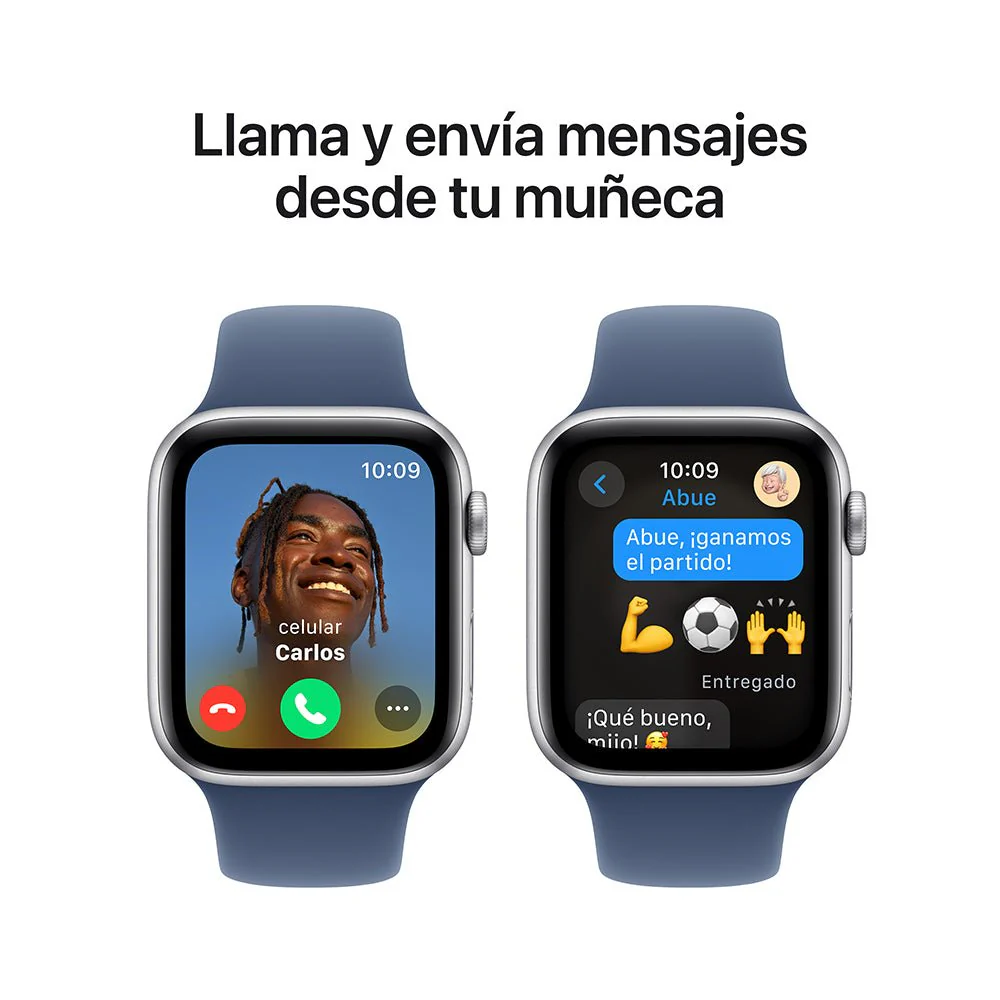Apple Watch SE GPS • Caja de aluminio color plata de 44 mm • Correa deportiva azul denim - S/M - Image 4