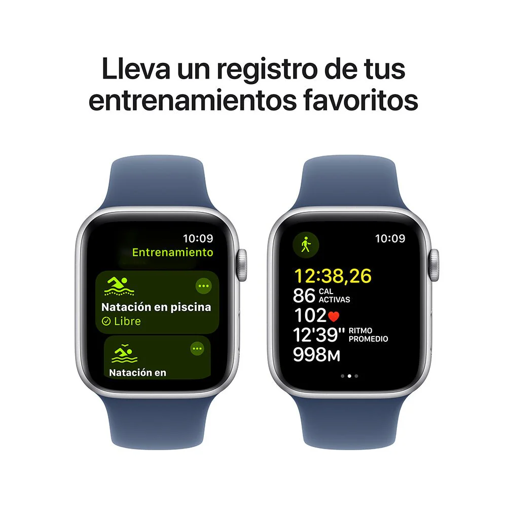Apple Watch SE GPS • Caja de aluminio color plata de 44 mm • Correa deportiva azul denim - S/M - Image 6