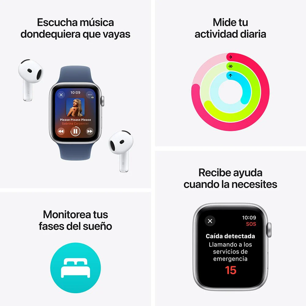 Apple Watch SE GPS • Caja de aluminio blanco estelar de 44 mm • Correa deportiva blanco estelar - M/L - Image 3