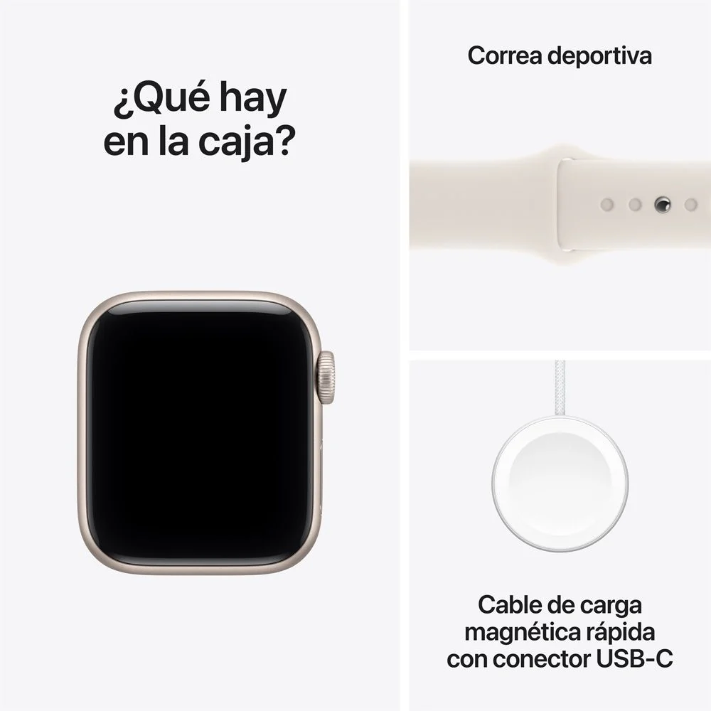 Apple Watch SE 3 GPS • Caja de aluminio blanco estelar de 40 mm • Correa deportiva blanco estelar - S/M - Image 8