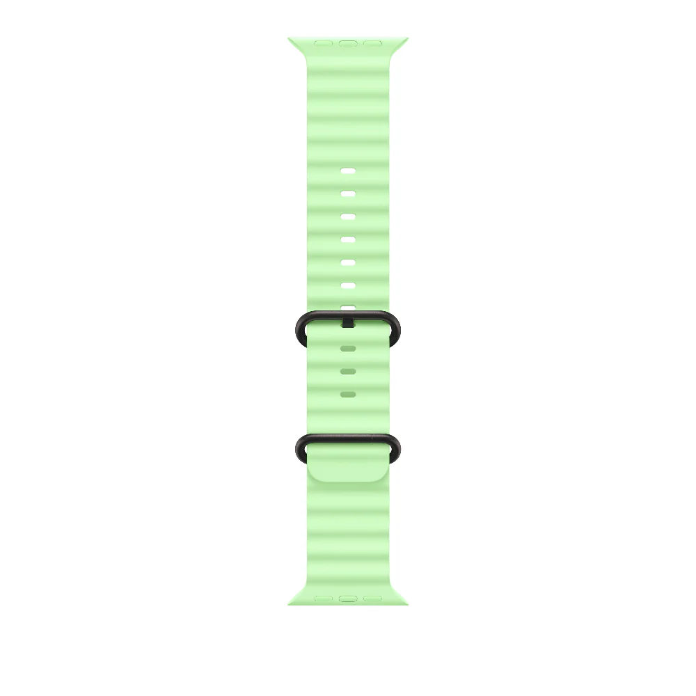 Correa Ocean verde neón para caja de 49 mm – Acabado de titanio negro