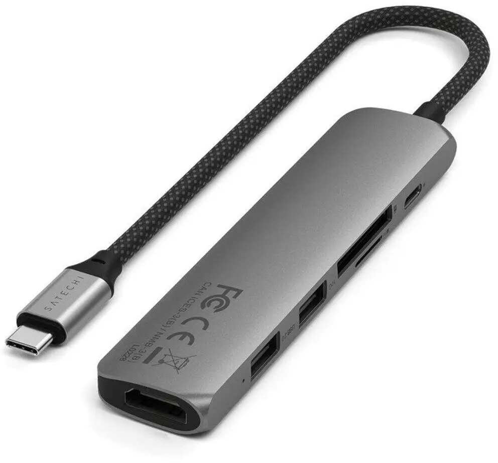 Adaptador Multipuerto Satechi Slim 6 en 1 USB-C - Gris espacial - Image 3