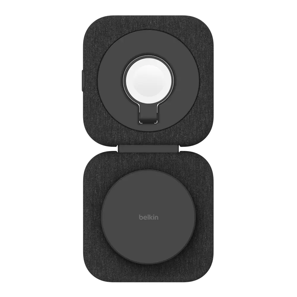 Cargador de Viaje Belkin 2 en 1 Qi2 de 15W - Gris - Image 3