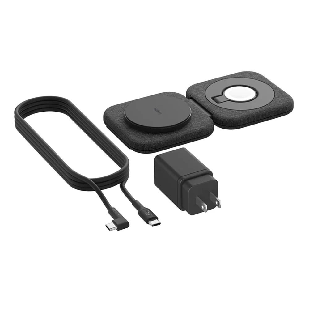 Cargador de Viaje Belkin 2 en 1 Qi2 de 15W - Gris - Image 4