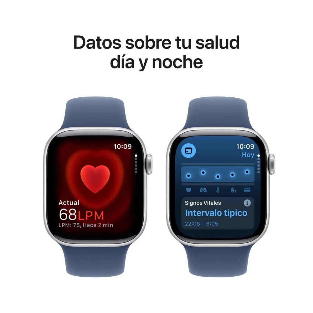 Apple Watch Series 10 GPS • Caja de aluminio color plata de 42 mm • Correa deportiva azul denim - S/M - Image 5