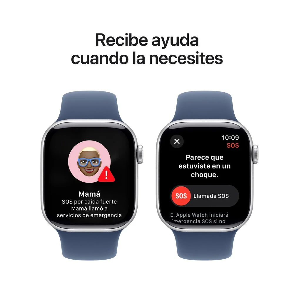 Apple Watch Series 10 GPS • Caja de aluminio color plata de 42 mm • Correa deportiva azul denim - S/M - Image 6