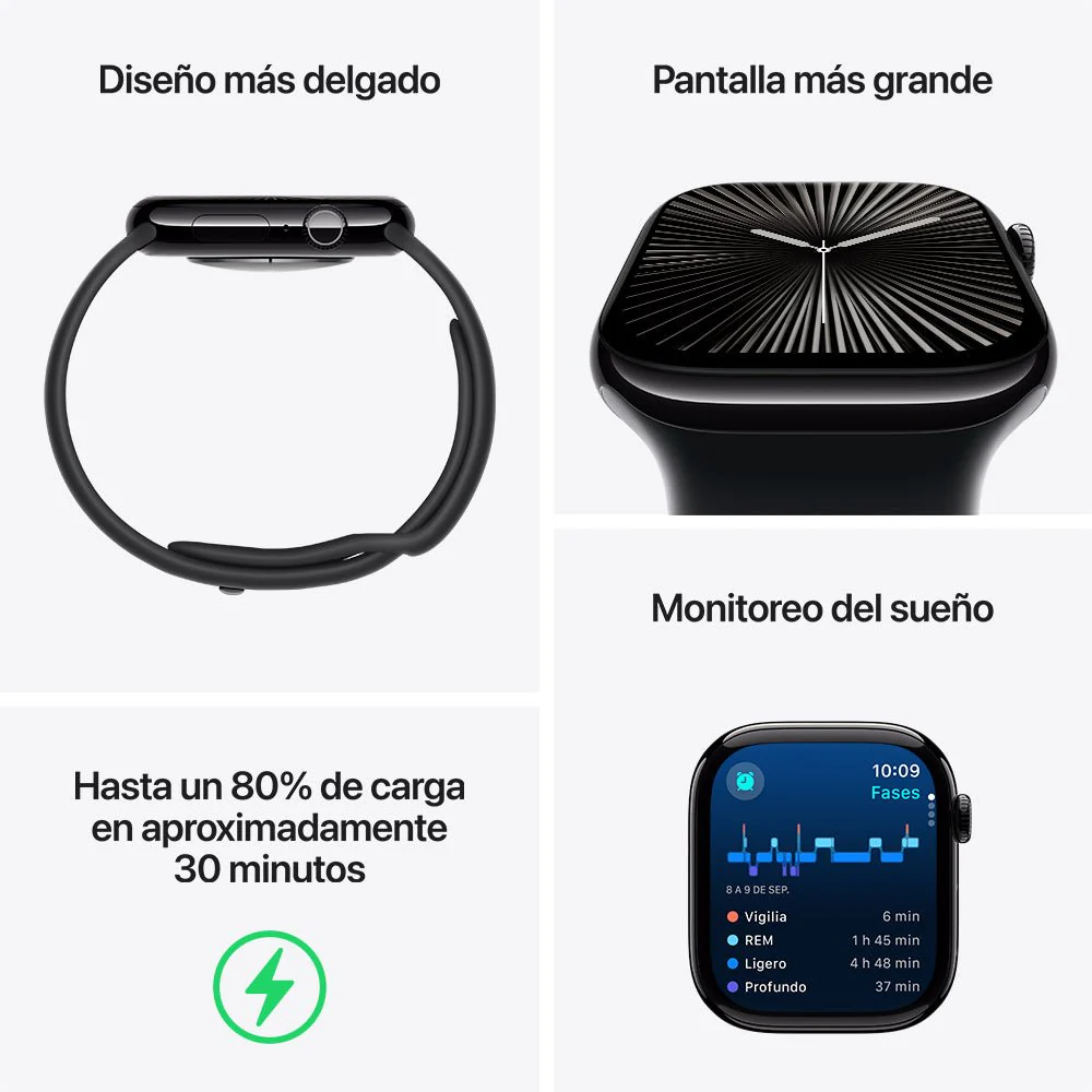 Apple Watch Series 10 GPS • Caja de aluminio color oro rosa de 42 mm • Correa deportiva rosa rubor - S/M - Image 3