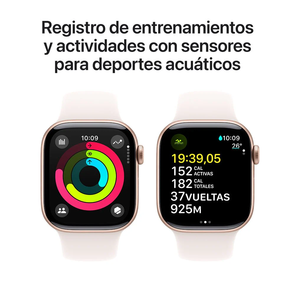 Apple Watch Series 10 GPS • Caja de aluminio color oro rosa de 42 mm • Correa deportiva rosa rubor - S/M - Image 4