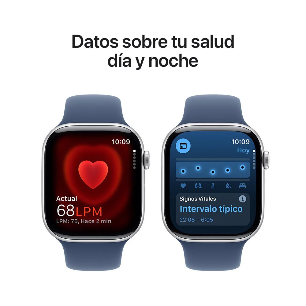 Apple Watch Series 10 GPS • Caja de aluminio color plata de 46 mm • Correa deportiva azul denim - M/L - Image 5