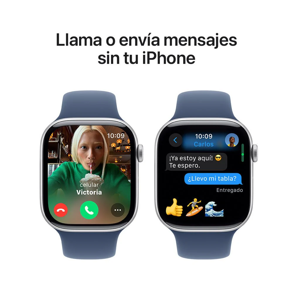 Apple Watch Series 10 GPS • Caja de aluminio color plata de 46 mm • Correa deportiva azul denim - M/L - Image 7