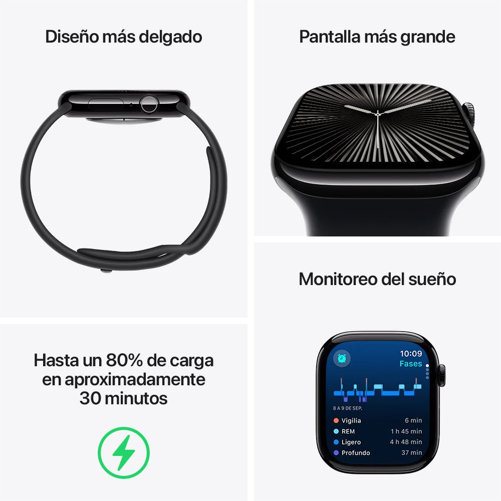 Apple Watch Series 10 GPS • Caja de aluminio color oro rosa de 46 mm • Correa deportiva rosa rubor - S/M - Image 3