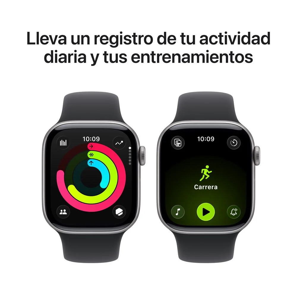Apple Watch Series 11 GPS • Caja de aluminio gris espacial de 42 mm • Correa deportiva negra – M/L - Image 4