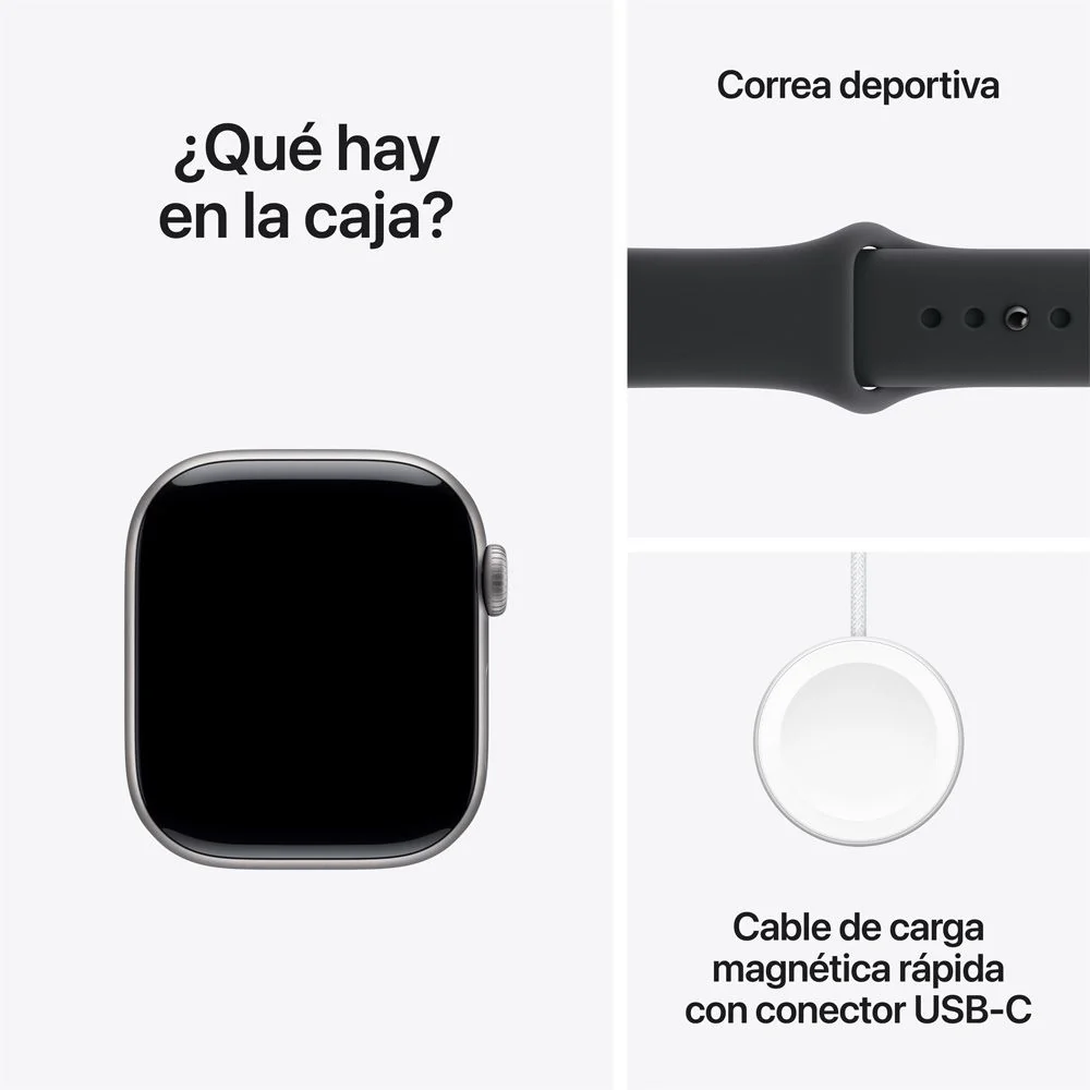 Apple Watch Series 11 GPS • Caja de aluminio gris espacial de 42 mm • Correa deportiva negra – M/L - Image 8
