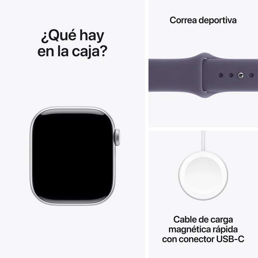 Apple Watch Series 11 GPS • Caja de aluminio color plata de 42 mm • Correa deportiva morado niebla – M/L - Image 8