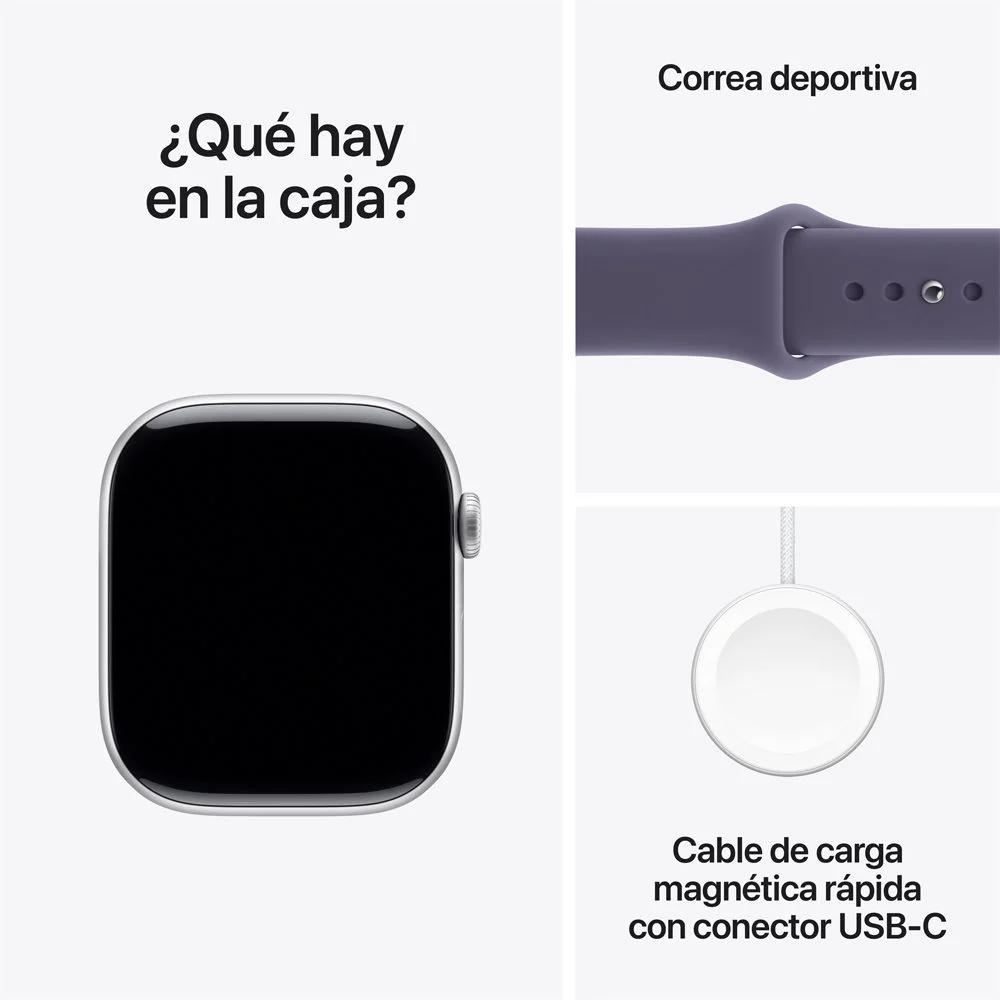 Apple Watch Series 11 GPS • Caja de aluminio color plata de 46 mm • Correa deportiva morado niebla – S/M - Image 8