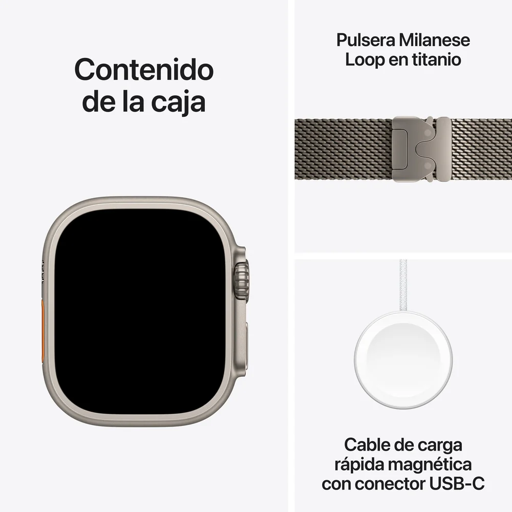 Apple Watch Ultra 3 GPS + Cellular • Caja de titanio natural de 49 mm • Correa estilo milanés de titanio natural - M - Image 8