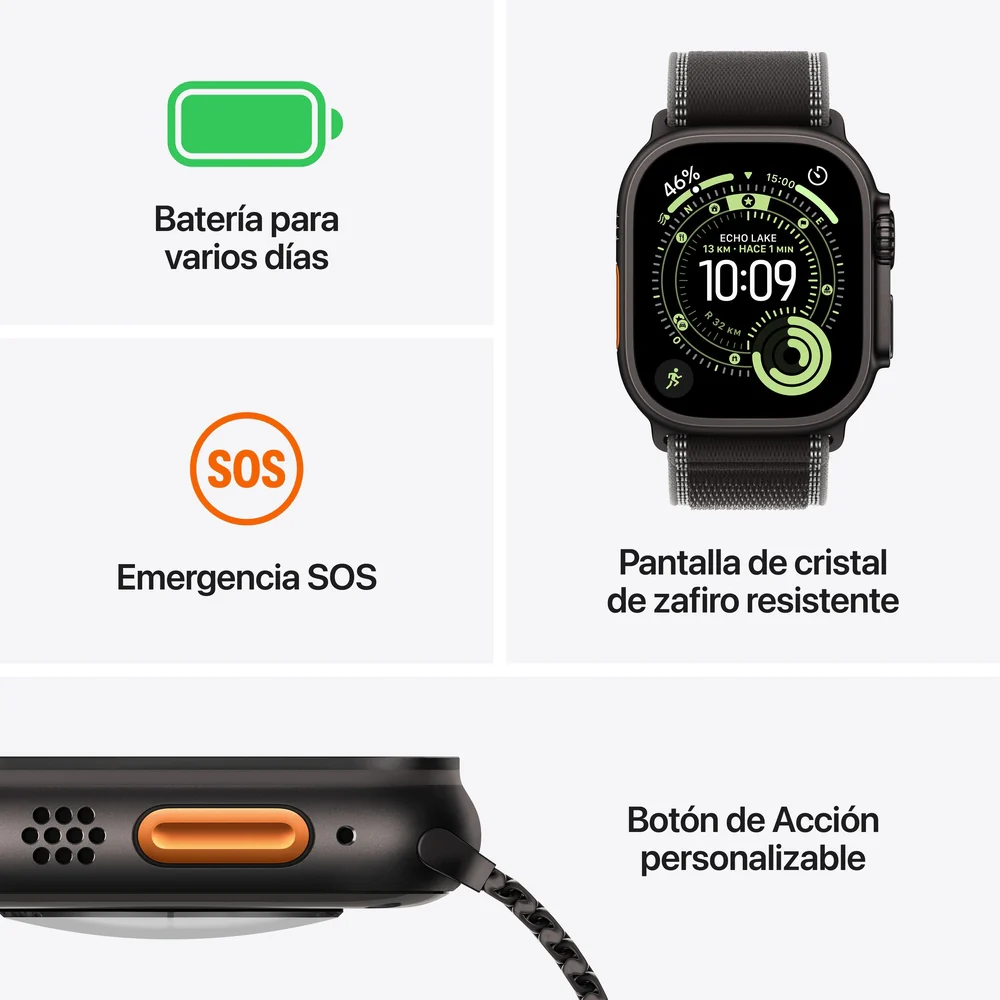 Apple Watch Ultra 3 GPS + Cellular • Caja de titanio negro de 49 mm • Correa estilo milanés de titanio negro - L - Image 3