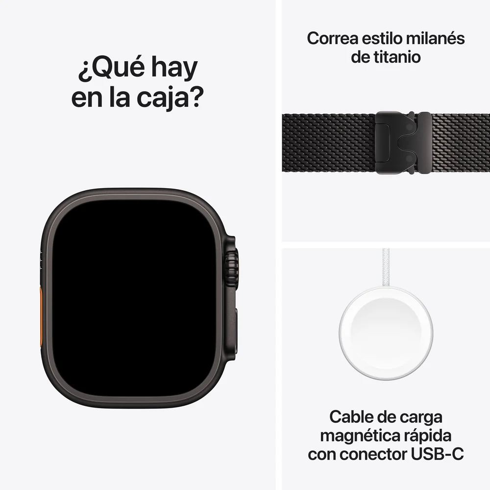 Apple Watch Ultra 3 GPS + Cellular • Caja de titanio negro de 49 mm • Correa estilo milanés de titanio negro - L - Image 7