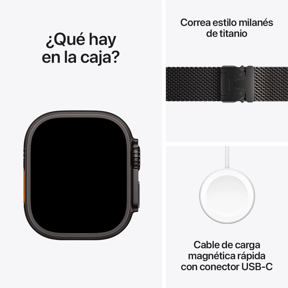 Apple Watch Ultra 3 GPS + Cellular • Caja de titanio negro de 49 mm • Correa estilo milanés de titanio negro - L - Image 9