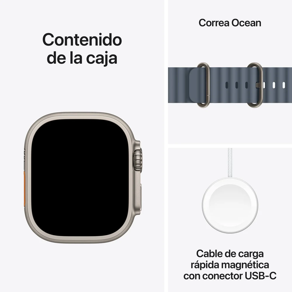 Apple Watch Ultra 3 GPS + Cellular • Caja de titanio natural de 49 mm • Correa Ocean azul ancla - Image 8