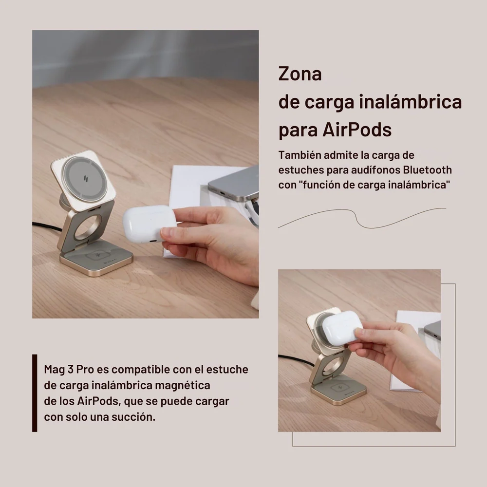Base de Carga Inalámbrica Adam Elements Mag 3 Pro Qi2 Plegable 3 en 1 - Gris - Image 14