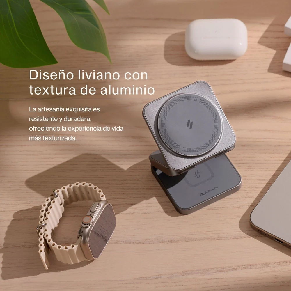 Base de Carga Inalámbrica Adam Elements Mag 3 Pro Qi2 Plegable 3 en 1 - Gris - Image 18