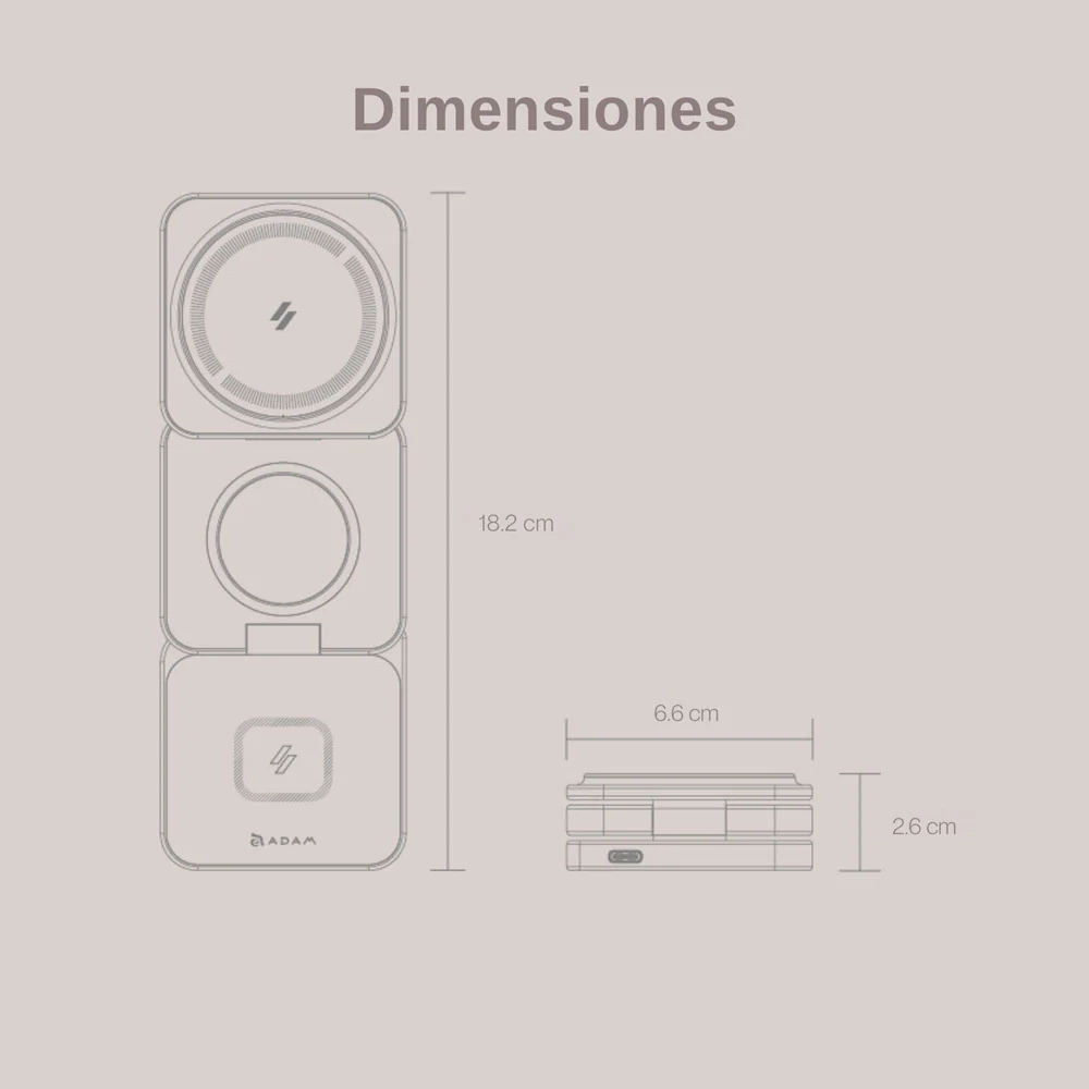 Base de Carga Inalámbrica Adam Elements Mag 3 Pro Qi2 Plegable 3 en 1 - Gris - Image 20