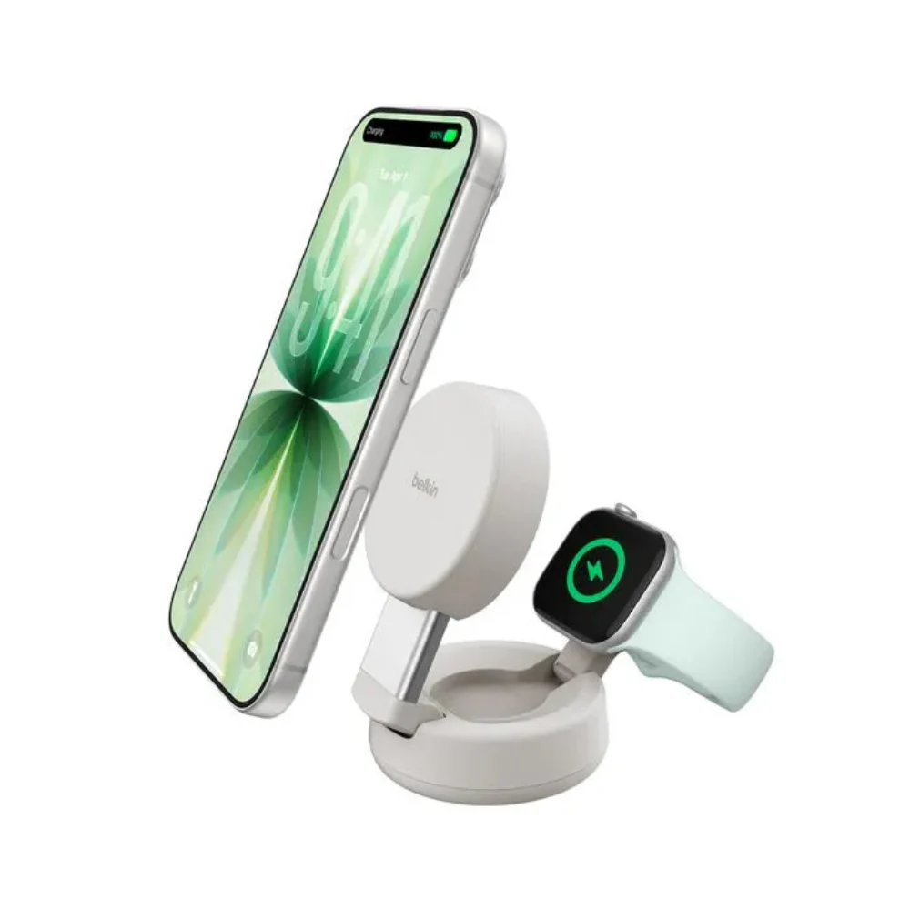 Base de Carga inalámbrica Belkin Qi2 25W 2 en 1 Ultra Charge Pro - Crema - Image 6