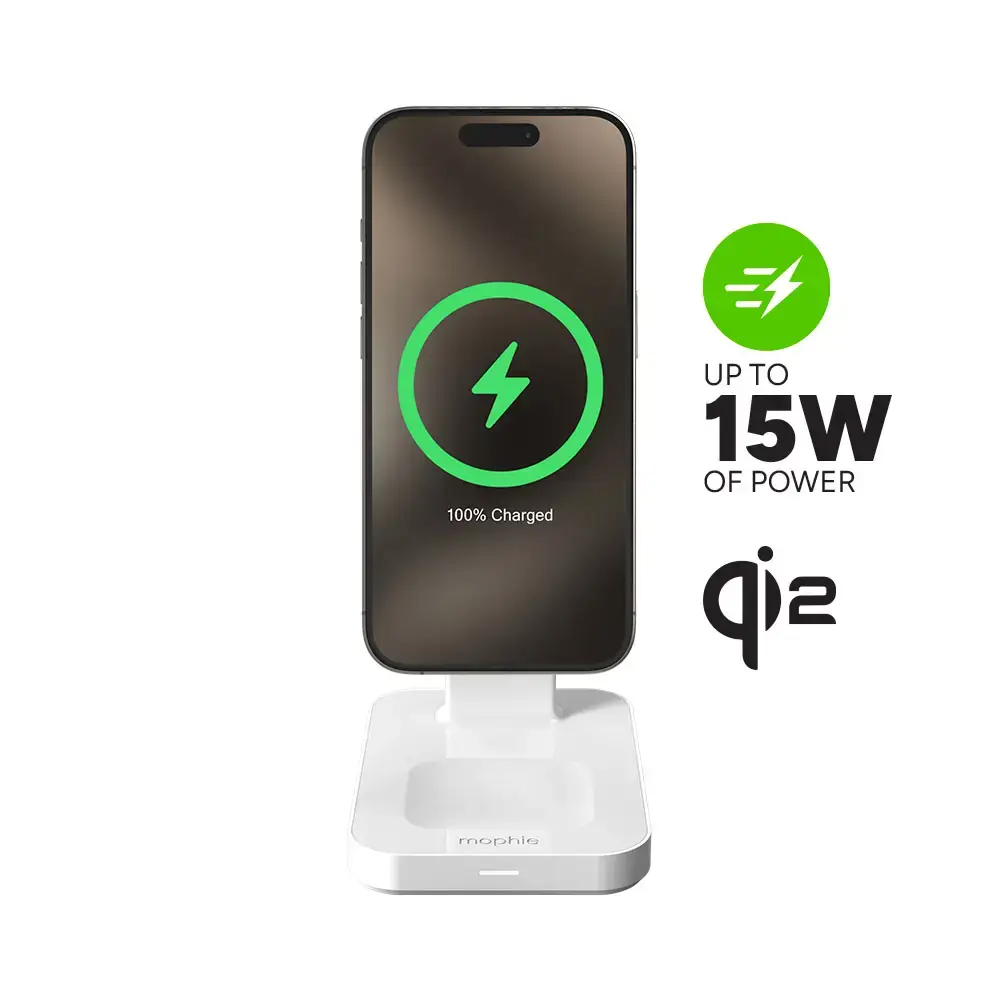 Base de Carga Inalambrico Mophie Qi2 con MagSafe 3 en 1 - Blanco - Image 3
