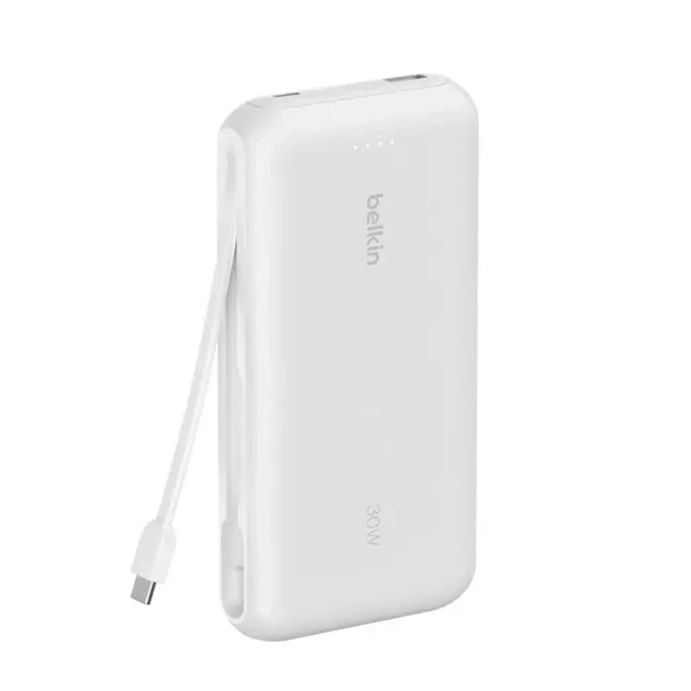 Batería externa Belkin - 20,000 mAh 30W con cable USB-C integrado - Blanco - Image 2