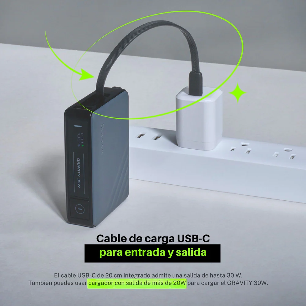Batería magnética Adam Elements GRAVITY - 10,000mAh 30W con cable USB-C integrado - Gris - Image 15
