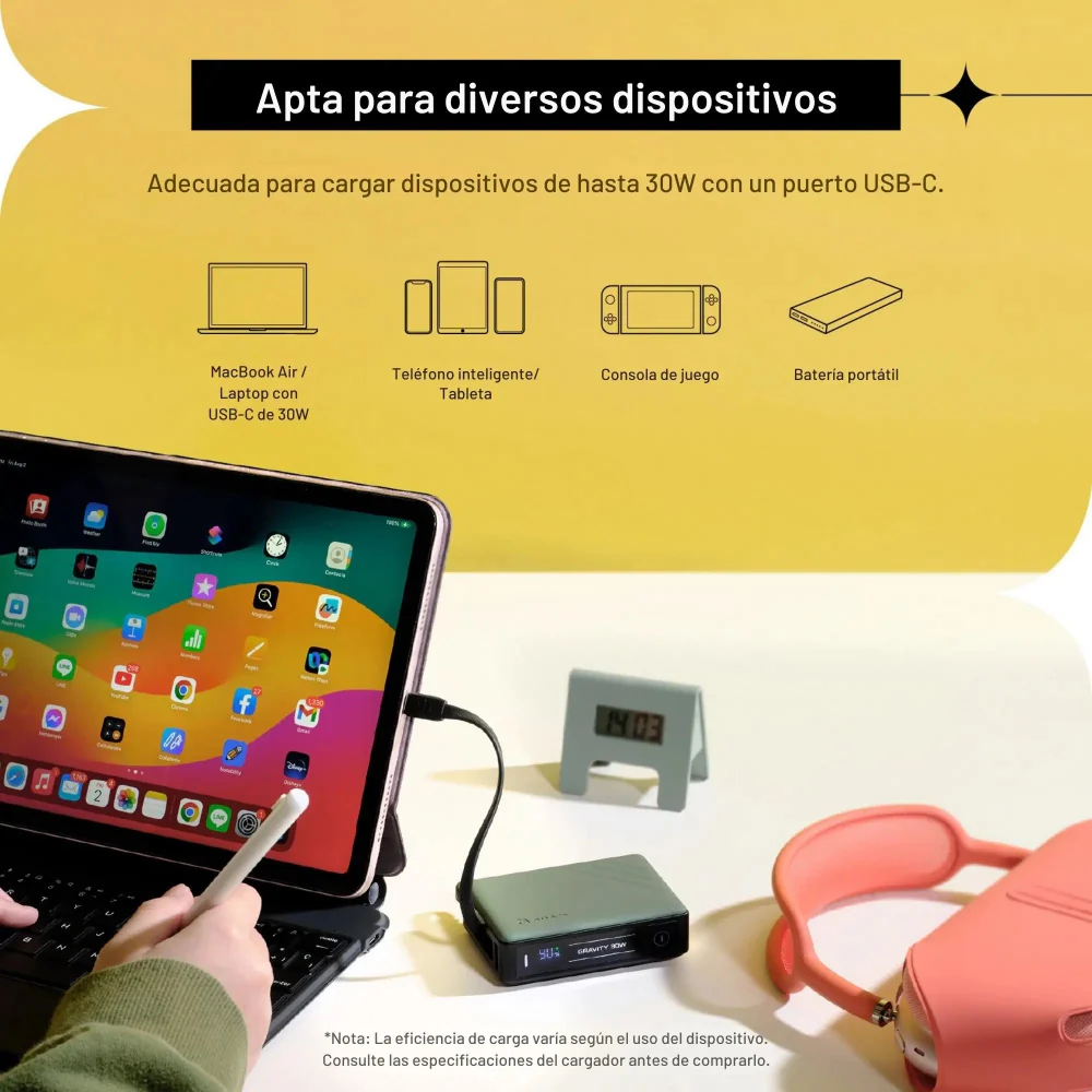 Batería magnética Adam Elements GRAVITY - 10,000mAh 30W con cable USB-C integrado - Gris - Image 18