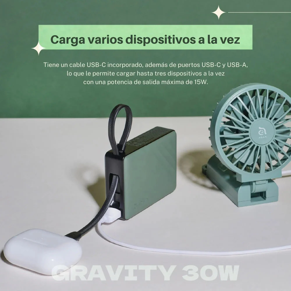 Batería magnética Adam Elements GRAVITY - 10,000mAh 30W con cable USB-C integrado - Gris - Image 19