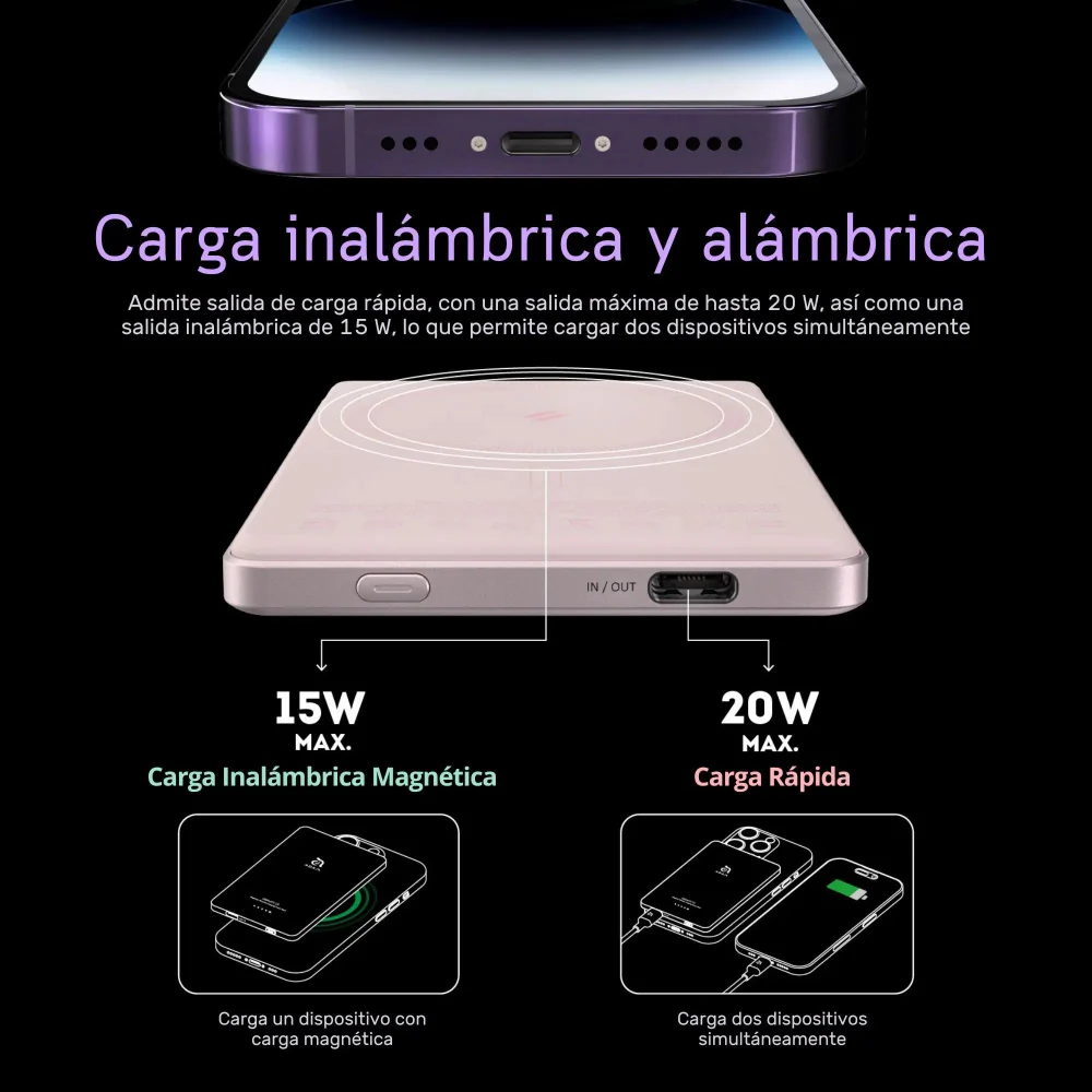 Batería magnética Adam Elements Gravity C5 - 5,000mAh - Rosa - Image 12