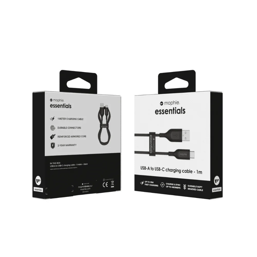 Cable Mophie trenzado USB-A a USB-C 15w 1m - Negro - Image 5