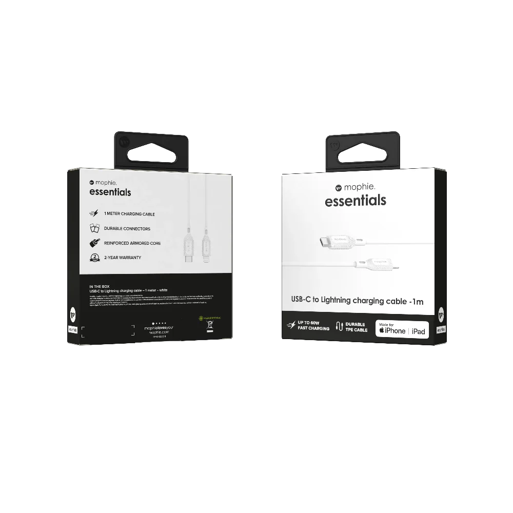 Cable Mophie USB-C a Lightning 60w 1m - Blanco - Image 6