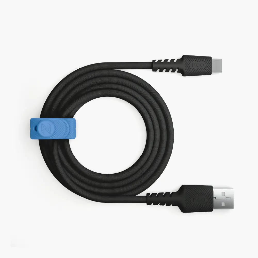 Cable Trenzado NCO PowerLite 1m USB-A a USB-C - Negro