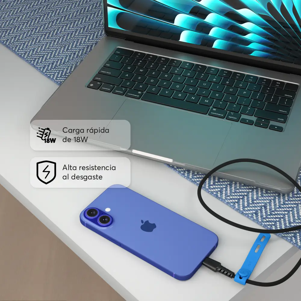 Cable Trenzado NCO PowerLite 1m USB-A a USB-C - Negro - Image 4