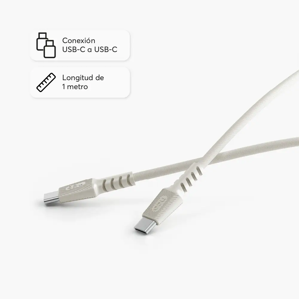 Cable Trenzado NCO PowerLite 1m USB-C a USB-C - Blanco Estrella - Image 2