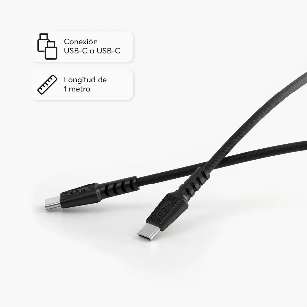 Cable Trenzado NCO PowerLite 1m USB-C a USB-C - Negro - Image 2