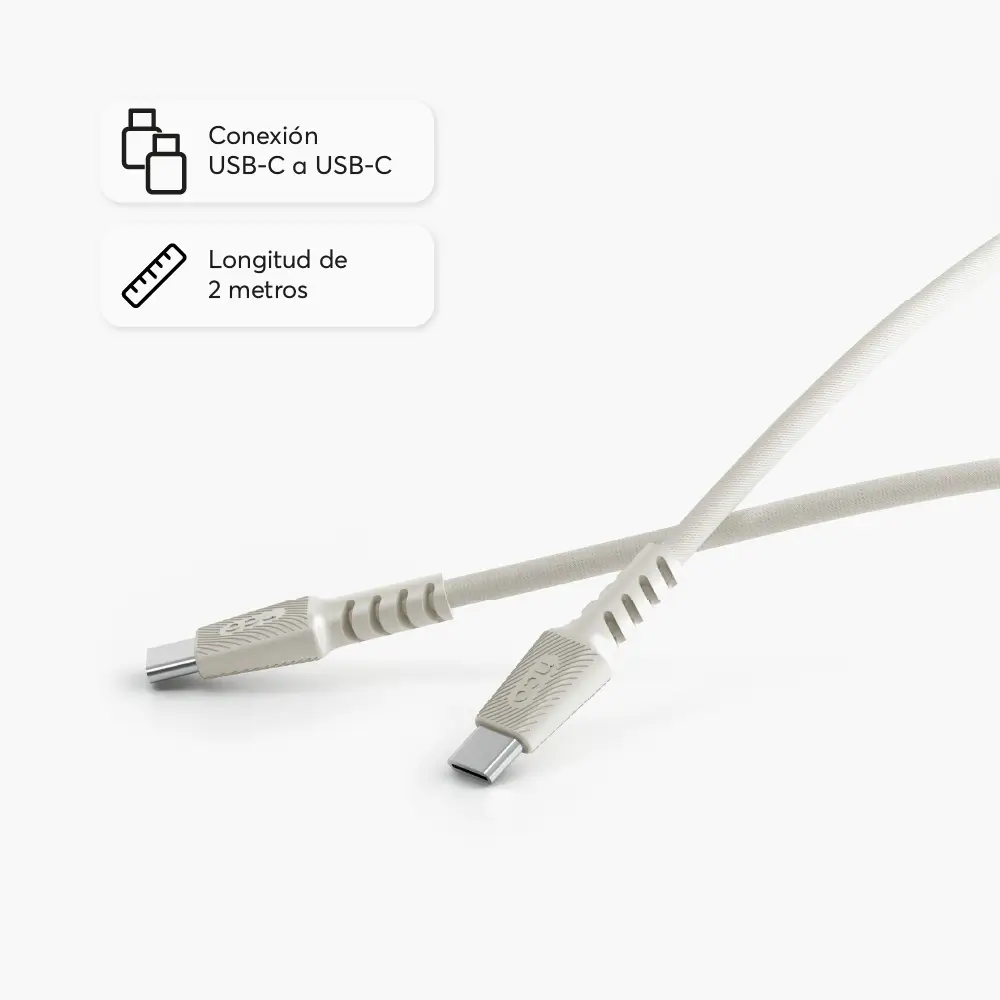 Cable Trenzado NCO PowerLite 2m USB-C a USB-C - Blanco Estrella - Image 2