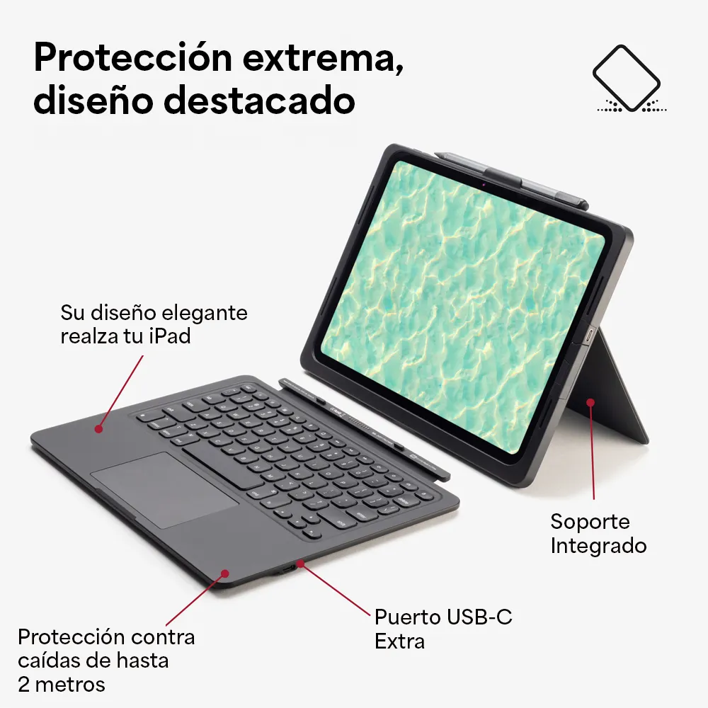Case con Teclado Zagg Pro Keys Connect para iPad 11 (A16)/iPad 10ma - Gris - Image 2
