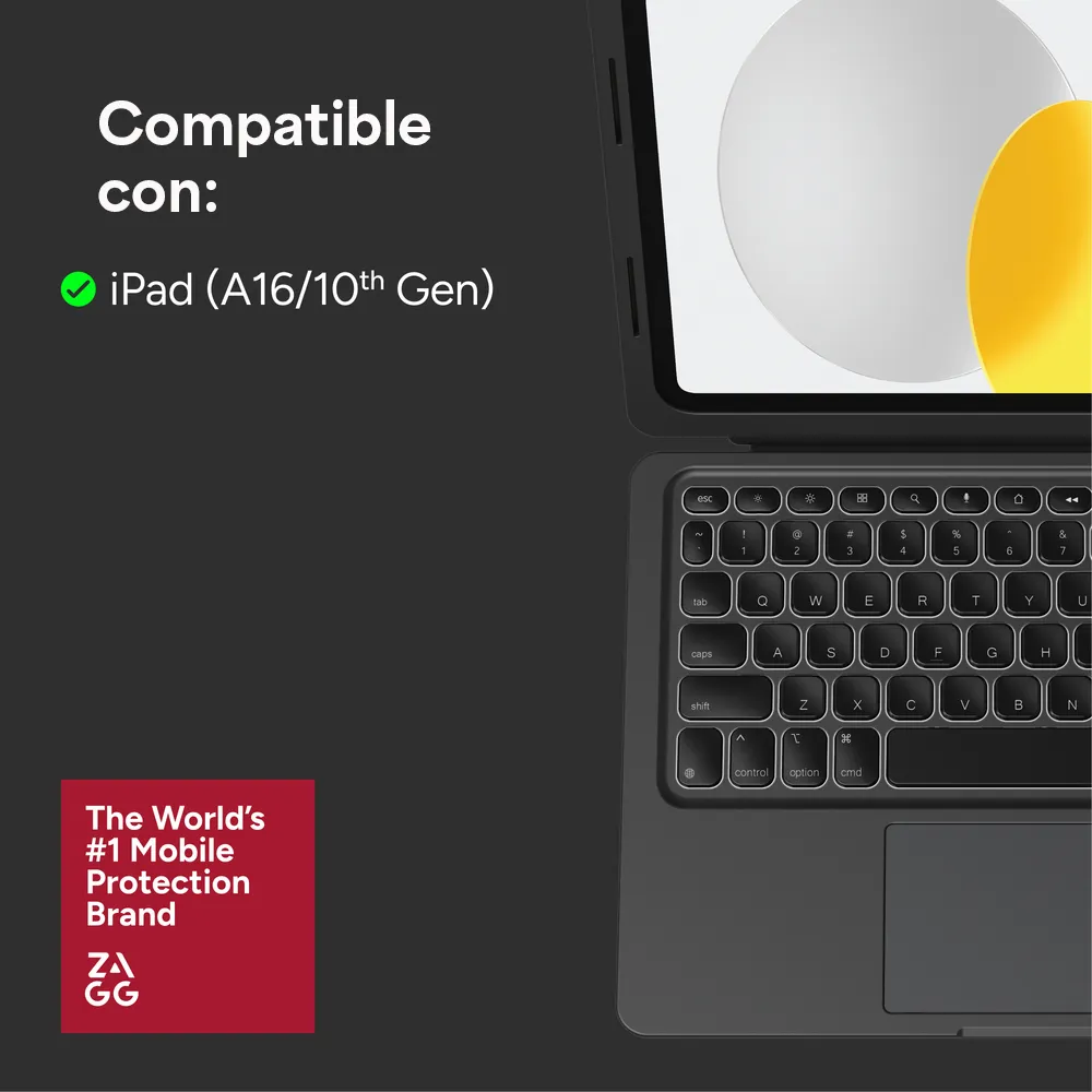 Case con Teclado Zagg Pro Keys Connect para iPad 11 (A16)/iPad 10ma - Gris - Image 3