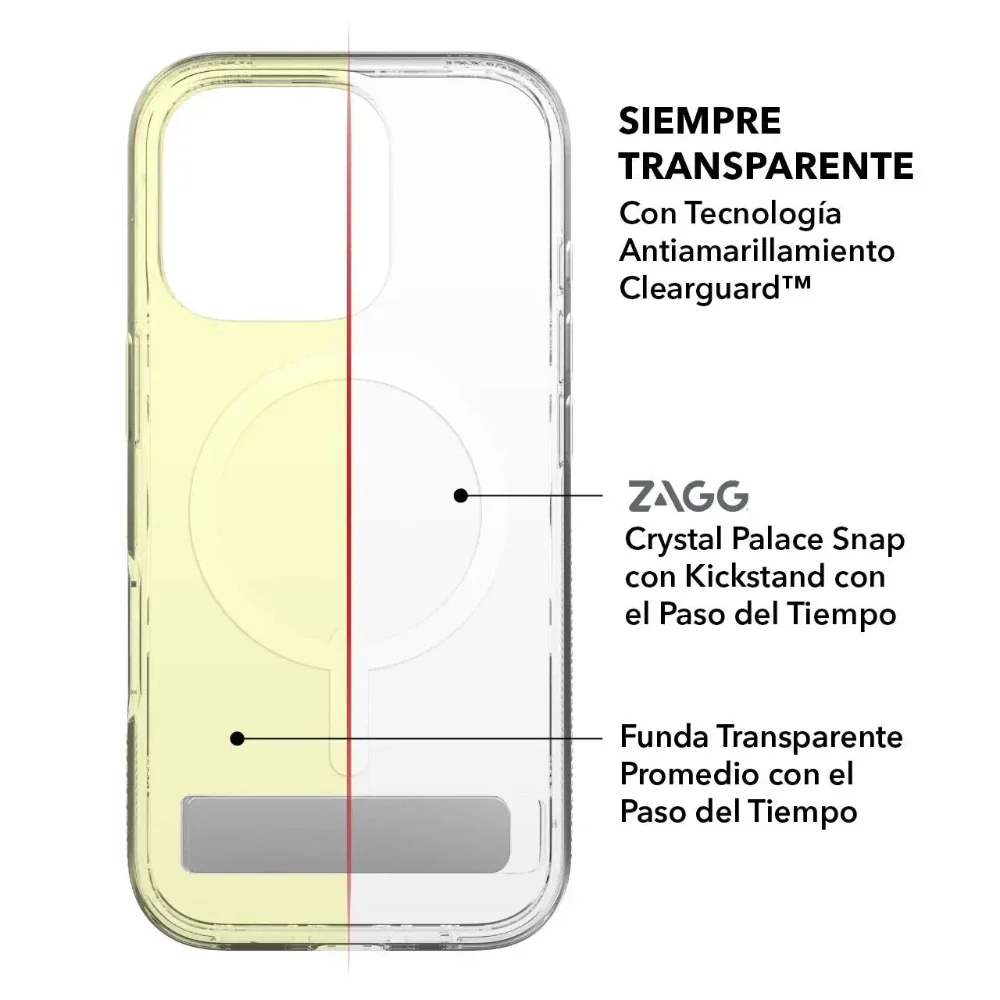 Case ZAGG Kickstand Crystal Palace para iPhone 16 Pro con MagSafe - Transparente - Image 3