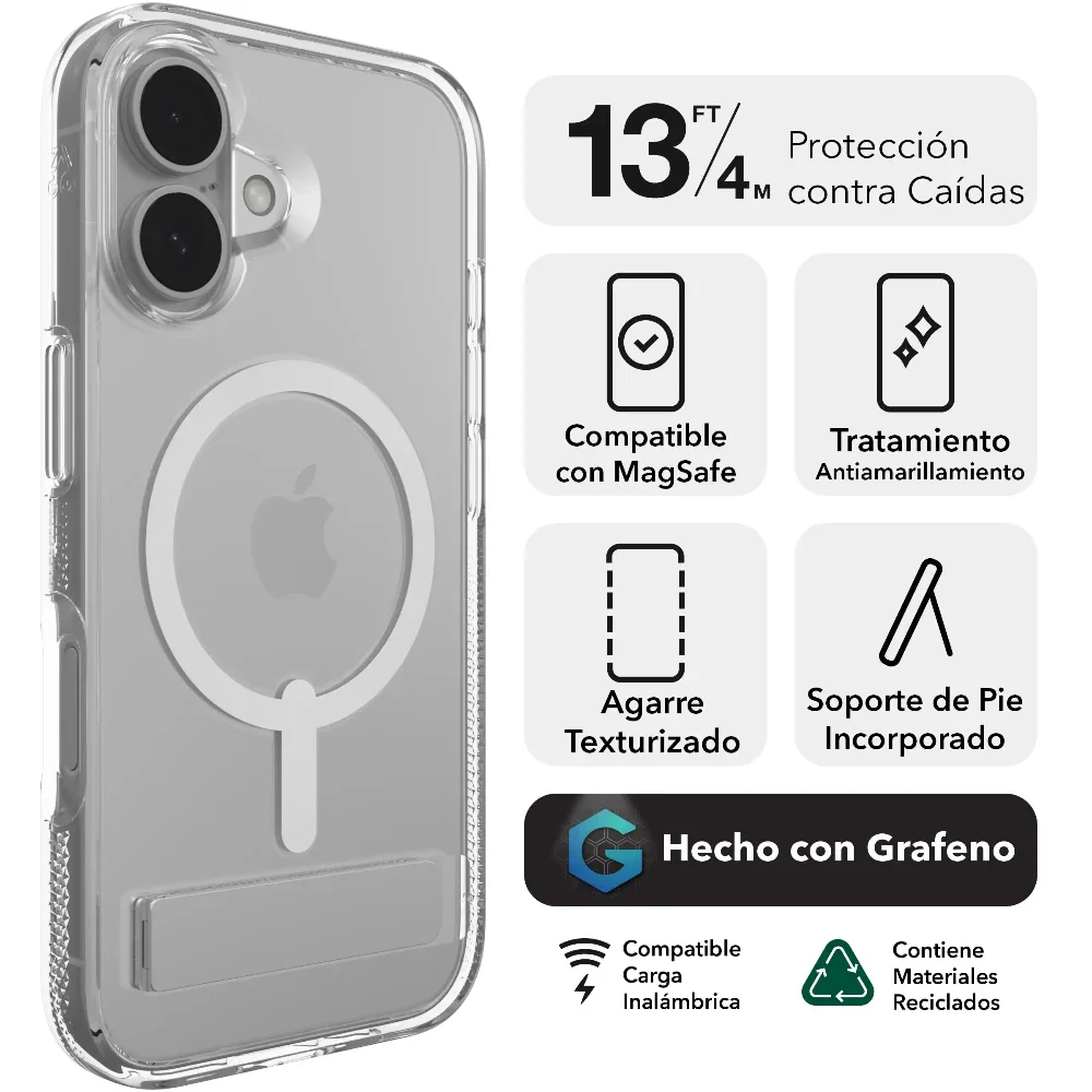 Case ZAGG Kickstand Crystal Palace para iPhone 16 con Magsafe - Transparente - Image 2